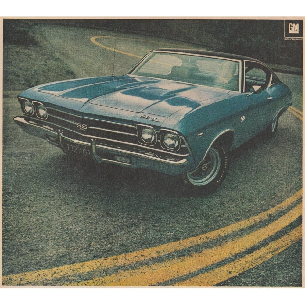 Vintage 1969 Chevrolet Chevelle SS 396 Muscle Car Garage Decor Man Cave Print Ad - Picture 1 of 4